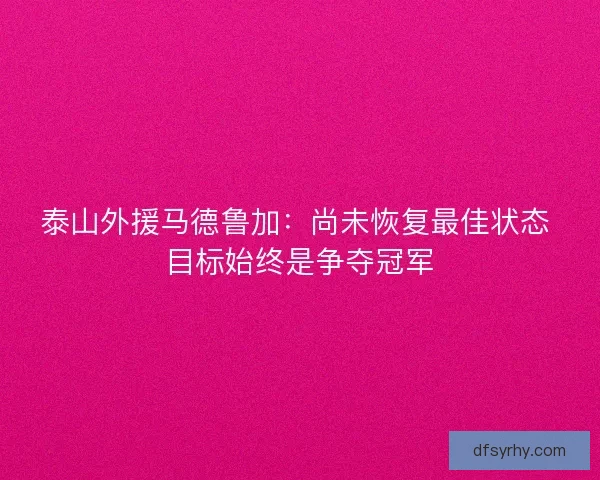 泰山外援马德鲁加：尚未恢复最佳状态 目标始终是争夺冠军