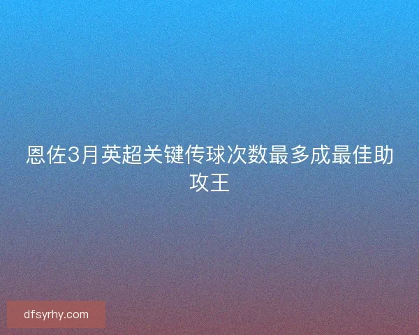 恩佐3月英超关键传球次数最多成最佳助攻王